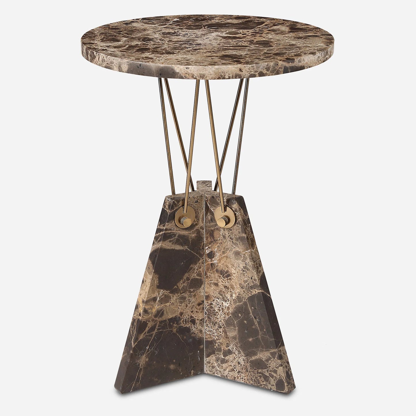 002 SI-2262500 | Additional Silo | Levitate Accent Table by Uttermost in brass. Made from marble, iron in a unique style.