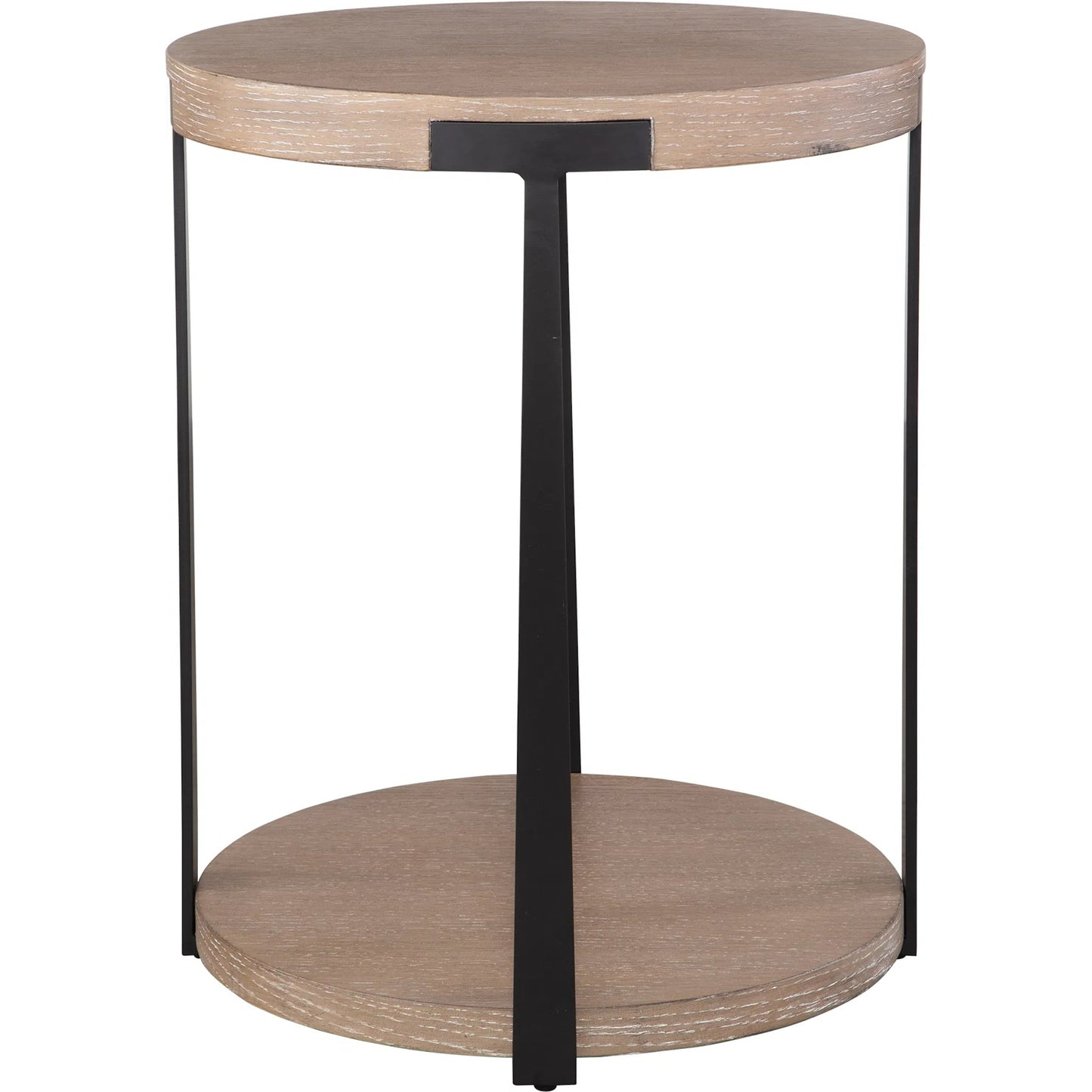 002 SI-2295336 | Unknown | Palisade Natural Round Side Table by Uttermost in natural, dark bronze. Made from mdf, oak veneer, metal in a unique style.