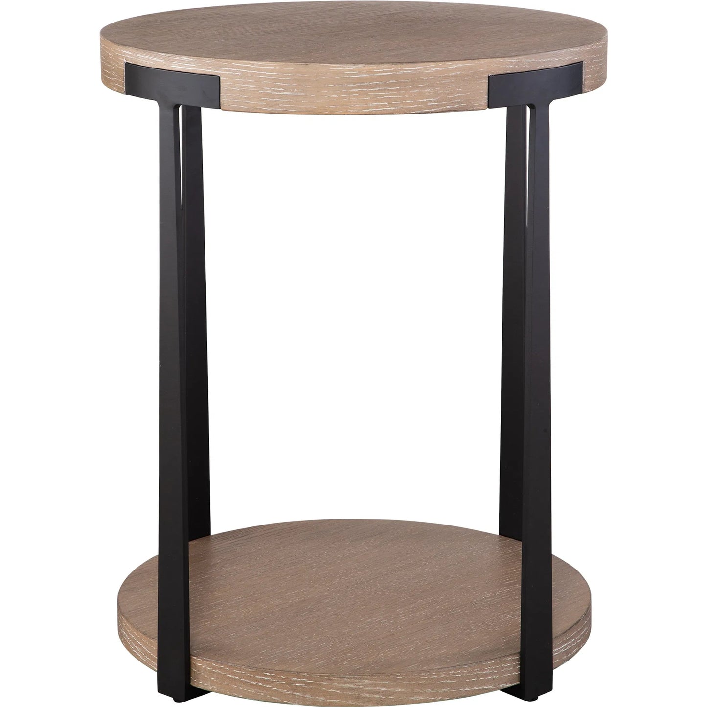 003 SI-2295336 | Unknown | Palisade Natural Round Side Table by Uttermost in natural, dark bronze. Made from mdf, oak veneer, metal in a unique style.