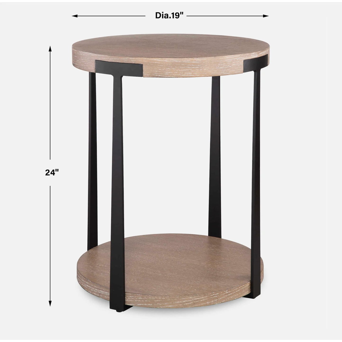 007 SI-2295336 | Unknown | Palisade Natural Round Side Table by Uttermost in natural, dark bronze. Made from mdf, oak veneer, metal in a unique style.
