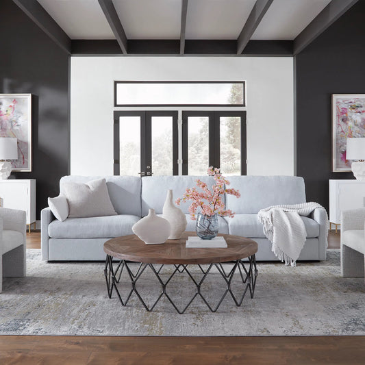 Refuge Right Arm Facing Sofa by Uttermost. Made from rubber wood, plywood, fabric, foam, trillion in a transitional style.