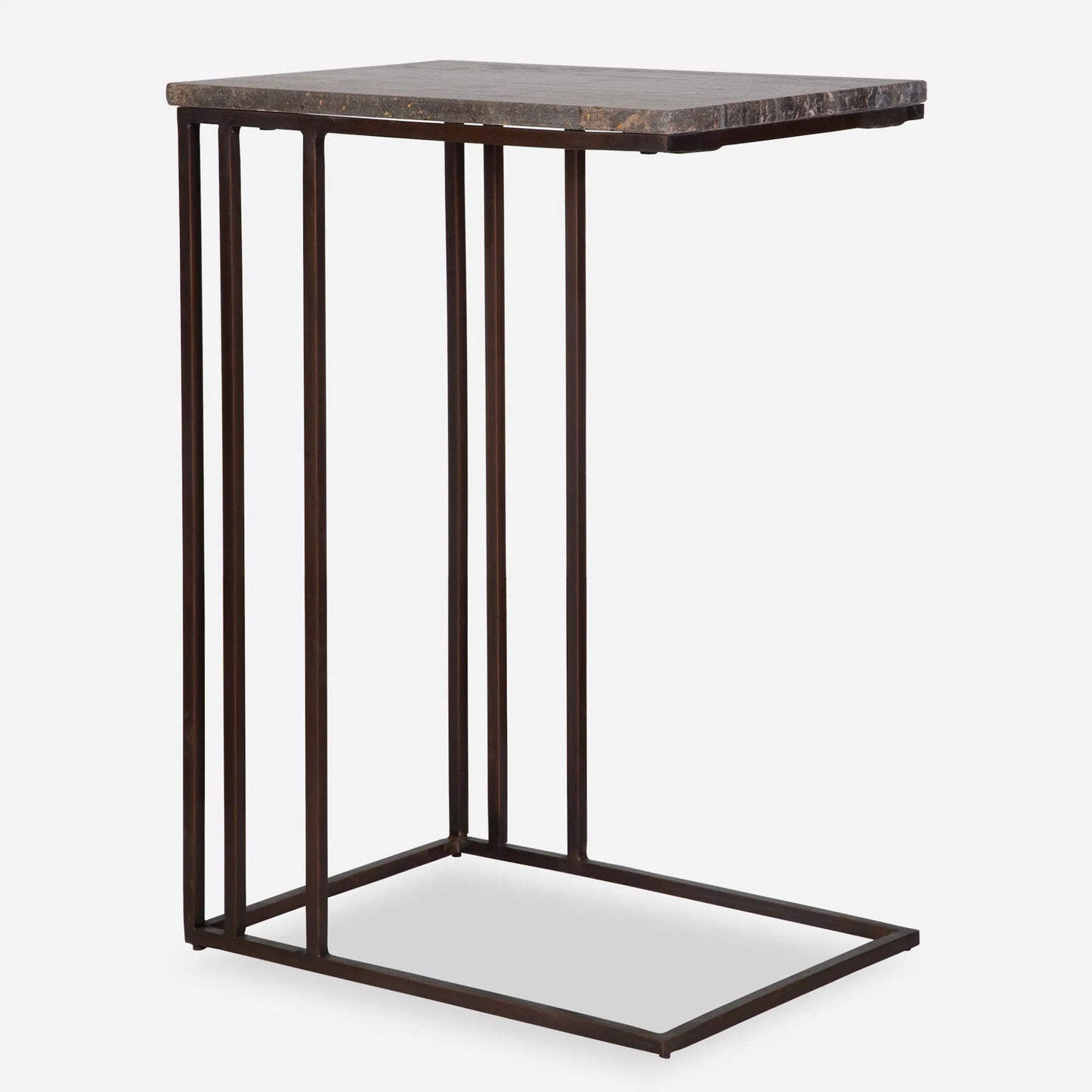 002 SI-2262503 | Additional Silo | Theodore Travertine Accent Table by Uttermost in dark bronze. Made from marble, iron in a modern style.