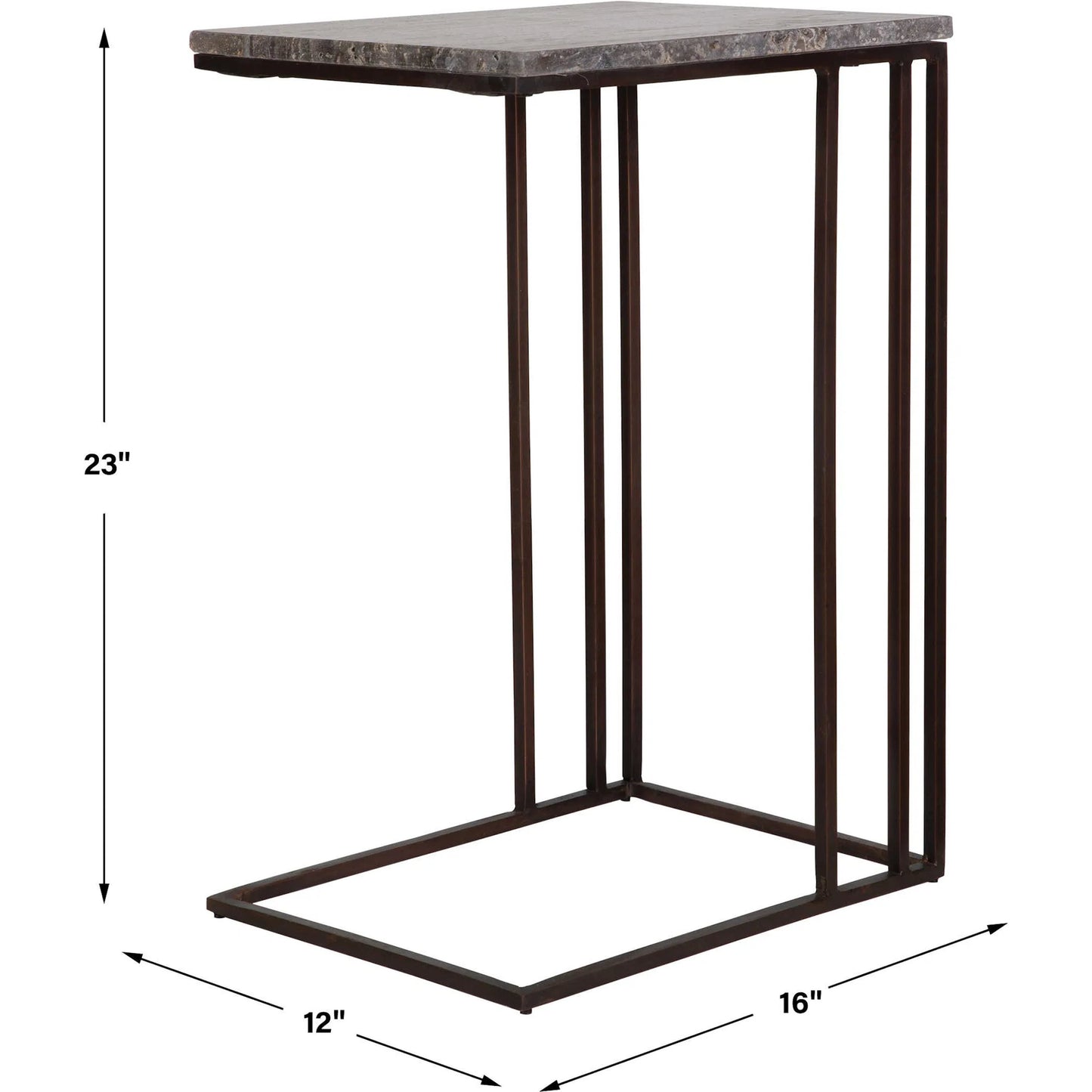005 SI-2262503 | Additional Silo | Theodore Travertine Accent Table by Uttermost in dark bronze. Made from marble, iron in a modern style.