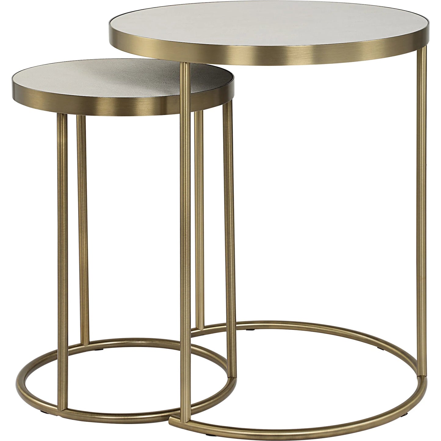 001 SI-2262502 | Primary Silo | Aragon Nesting Tables by Uttermost in brass. Made from metal, mdf, pu leather in a unique style.