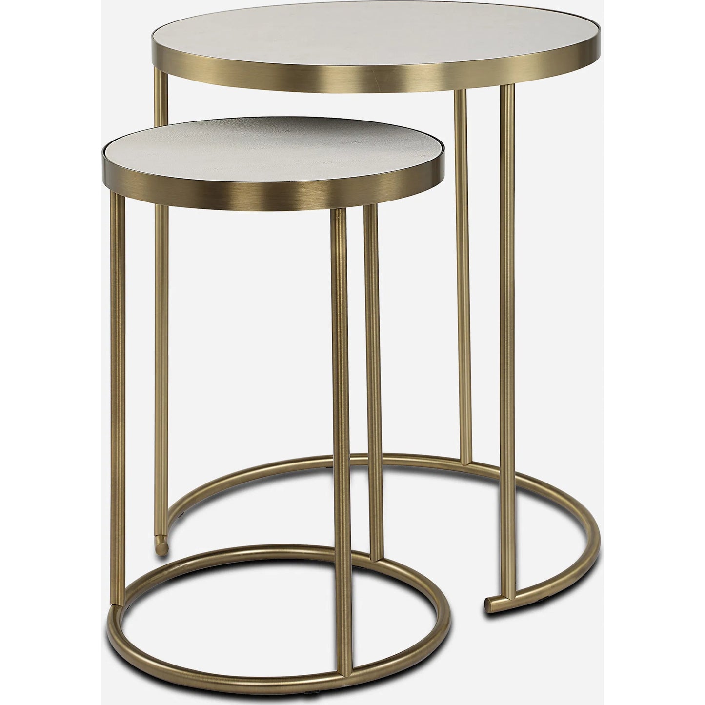 002 SI-2262502 | Additional Silo | Aragon Nesting Tables by Uttermost in brass. Made from metal, mdf, pu leather in a unique style.