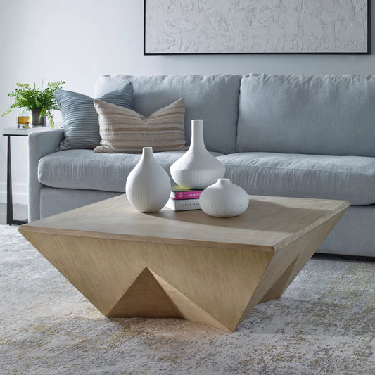 Collins Modern Light Coffee Table by Uttermost in gray. Made from mdf veneer mango, mango wood in a transitional style.