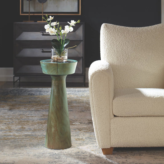 Mano Drink Table by Uttermost in blue. Made from suar wood in a eclectic & global style.