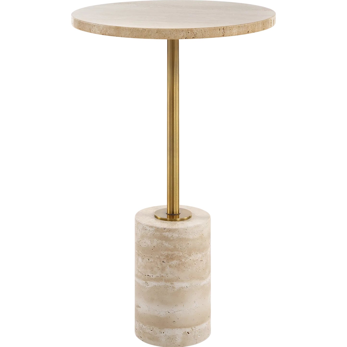 001 SI-2295356 | Primary Silo | Malya Travertine Accent Table by Uttermost in brass. Made from travertine, metal in a unique style.