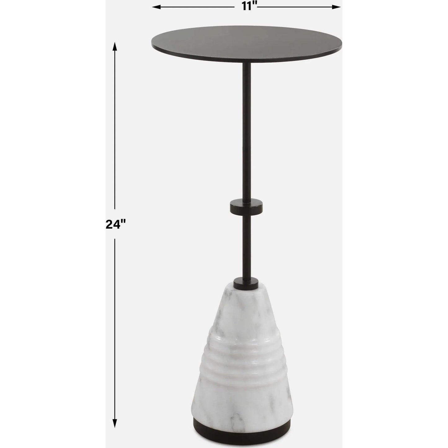 007 SI-2295355 | Unknown | Kincaid Drink Table by Uttermost in black. Made from iron, marble in a unique style.