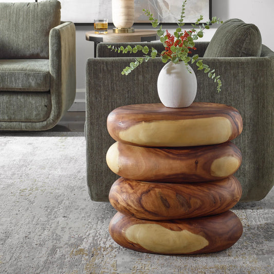 Carrillo Modern End Table by Uttermost in natural. Made from suar wood in a transitional style.
