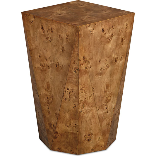 001 SI-2355263 | Primary Silo | Hughes Geometric Accent Table by Uttermost in caramel. Made from mdf veneer poplar burl, java wood in a transitional style.