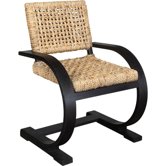Rehema Dining Chair by Uttermost in black. Made from oak wood in a rustic style.