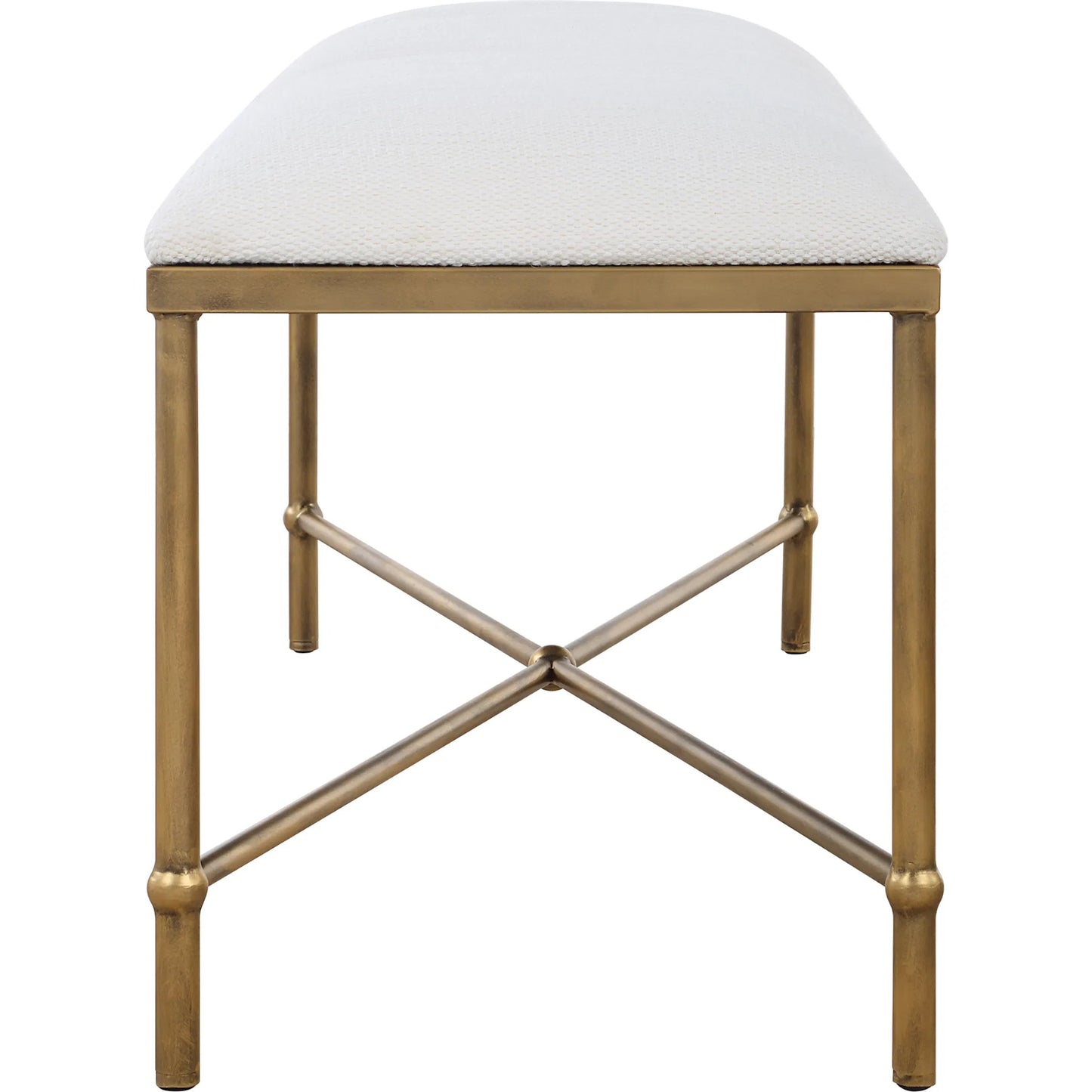 005 SI-2295235 | Unknown | Avenham Bench by Uttermost in gold. Made from foam, fabric, iron, mdf in a unique style.