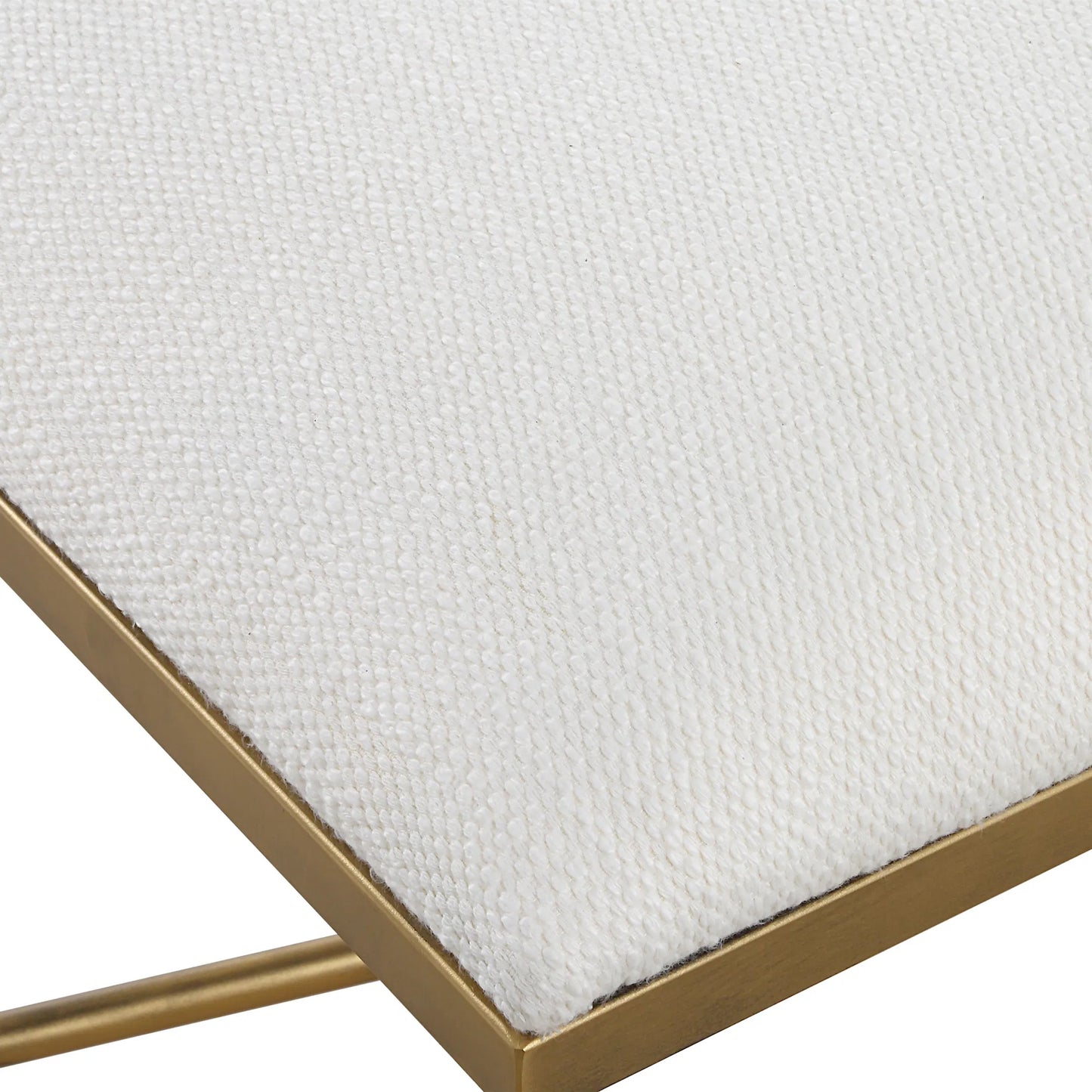 006 SI-2295235 | Unknown | Avenham Bench by Uttermost in gold. Made from foam, fabric, iron, mdf in a unique style.