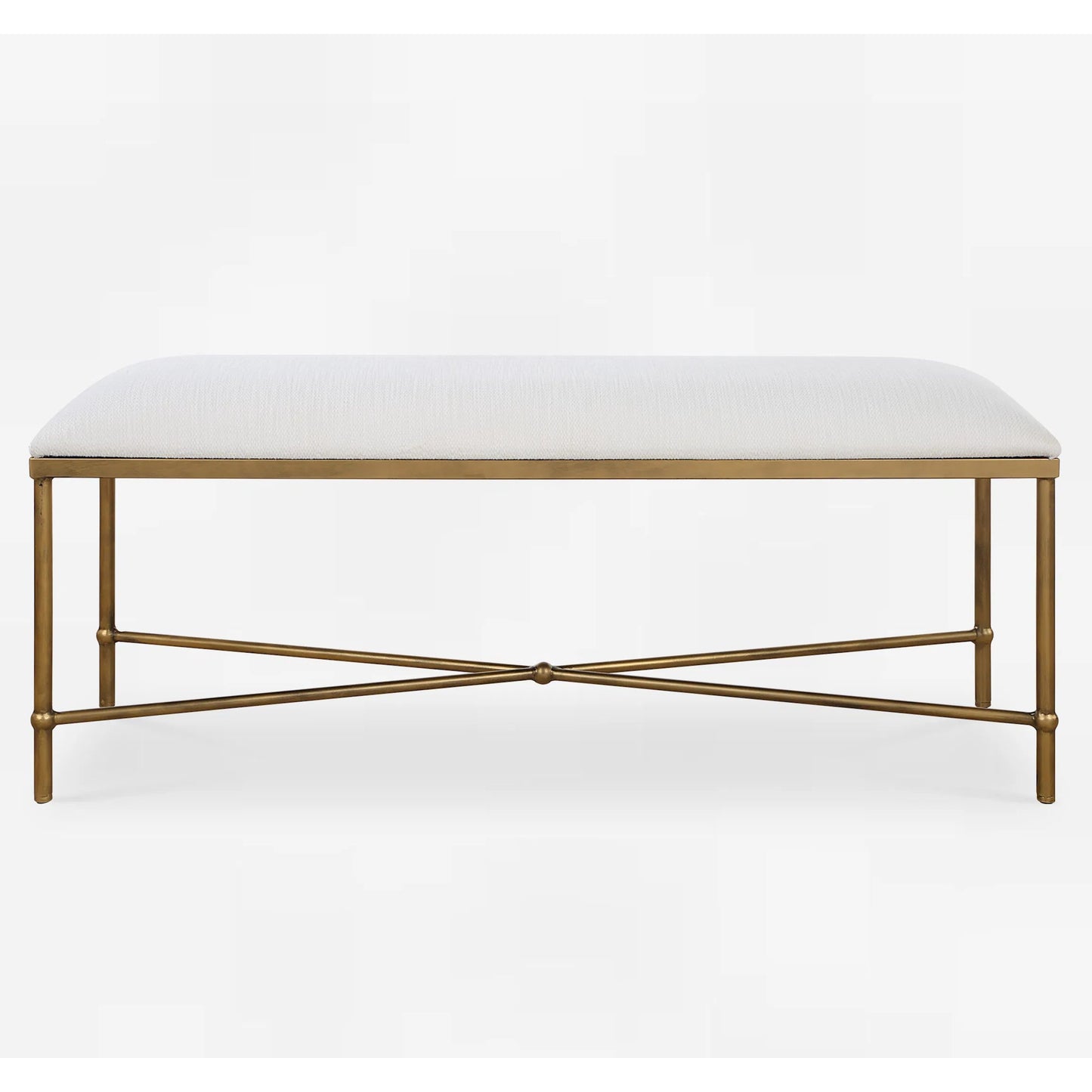 002 SI-2295235 | Additional Silo | Avenham Bench by Uttermost in gold. Made from foam, fabric, iron, mdf in a unique style.