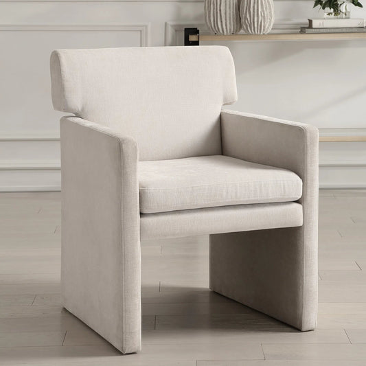 Colette Dining Chair by Uttermost in ivory. Made from plywood, hardwood, foam, fabric in a transitional style.