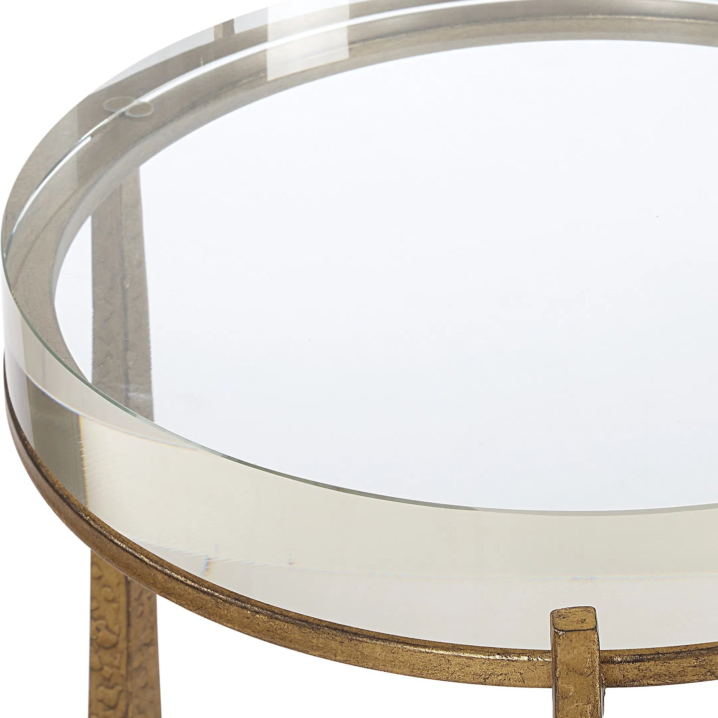 005 SI-2295375 | Unknown | Midas Antique Accent Table by Uttermost in gold. Made from iron, crystal in a unique style.