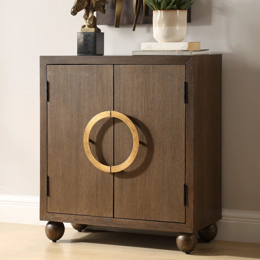 Mayenne 2-Door Cabinet by Uttermost in brass. Made from fir, iron, red oak, mdf in a traditional style.