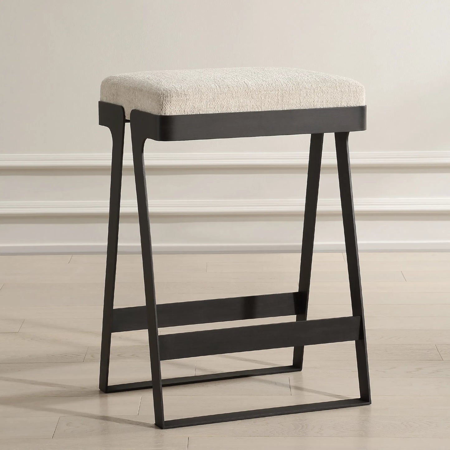 004 SI-2295227 | Lifestyle | Hover Counter Stool by Uttermost in iron. Made from metal, mdf, foam, fabric in a transitional style.