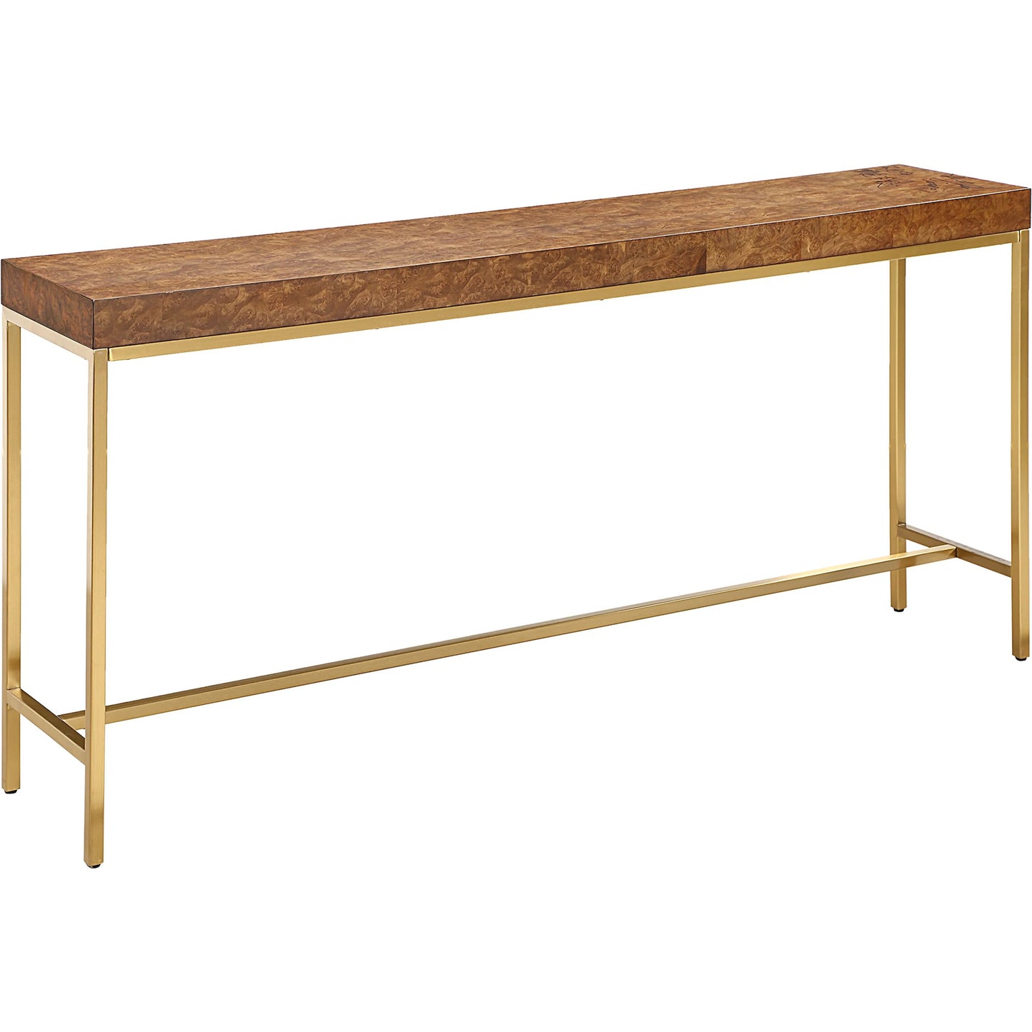 001 SI-2355264 | Primary Silo | Moran Burl Console Table by Uttermost in gold. Made from stainless steel, mdf, burl veneer in a modern style.