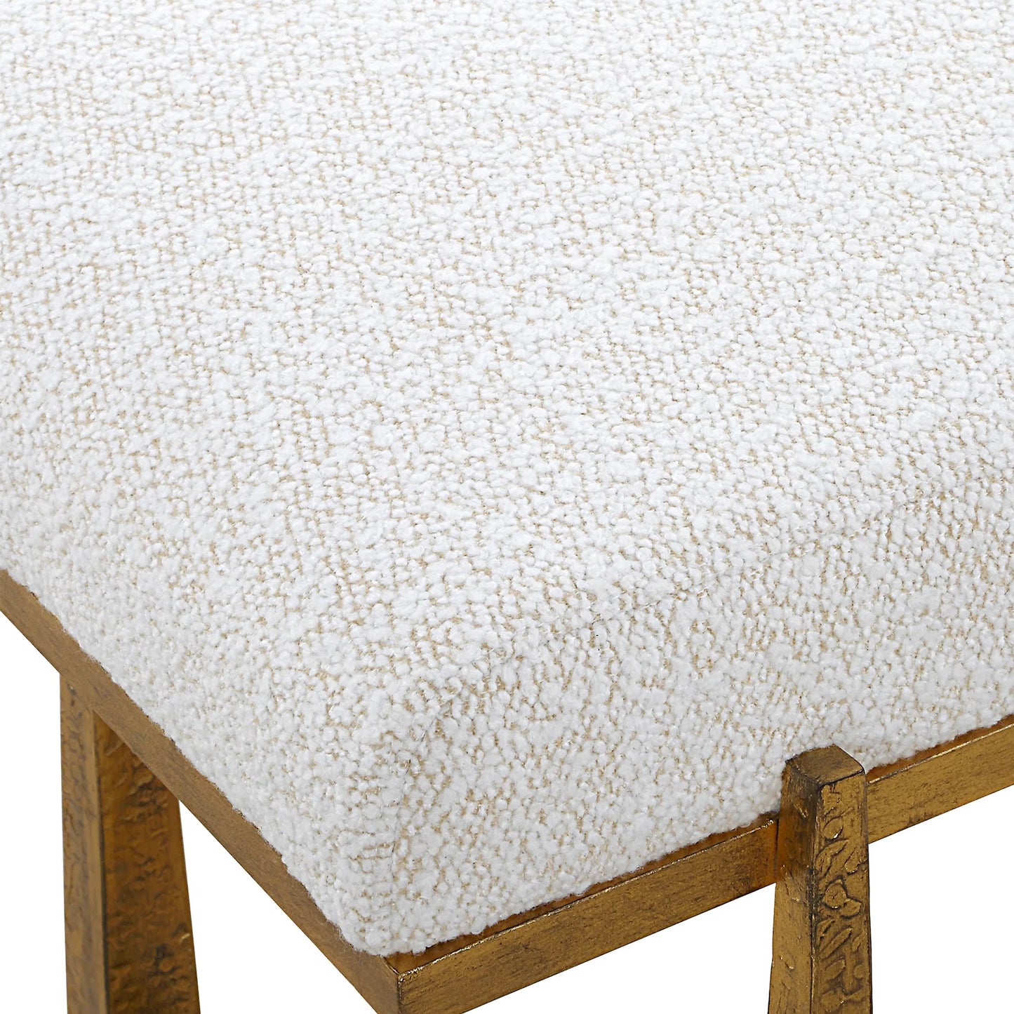 006 SI-2355243 | Lifestyle | Midas Bench by Uttermost in gold. Made from metal, mdf, foam, fiber in a unique style.