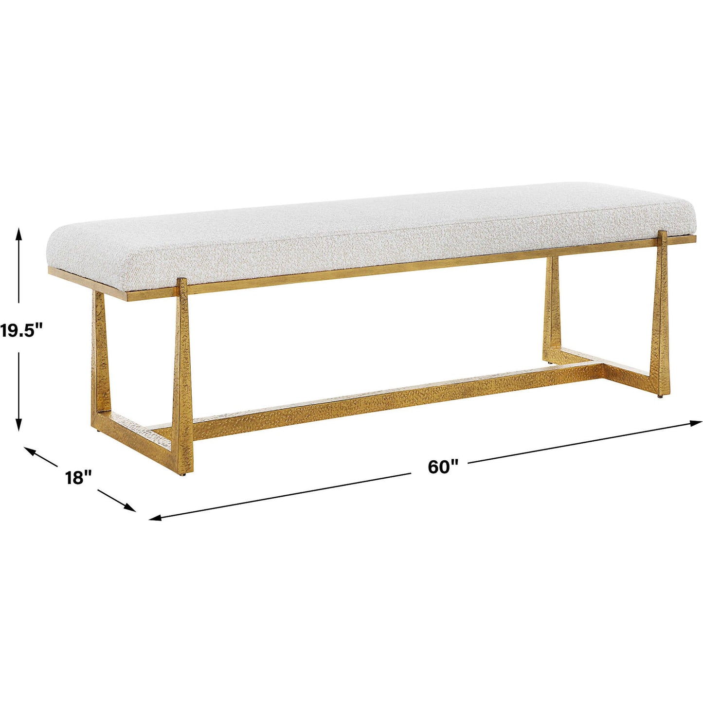 007 SI-2355243 | Unknown | Midas Bench by Uttermost in gold. Made from metal, mdf, foam in a unique style.