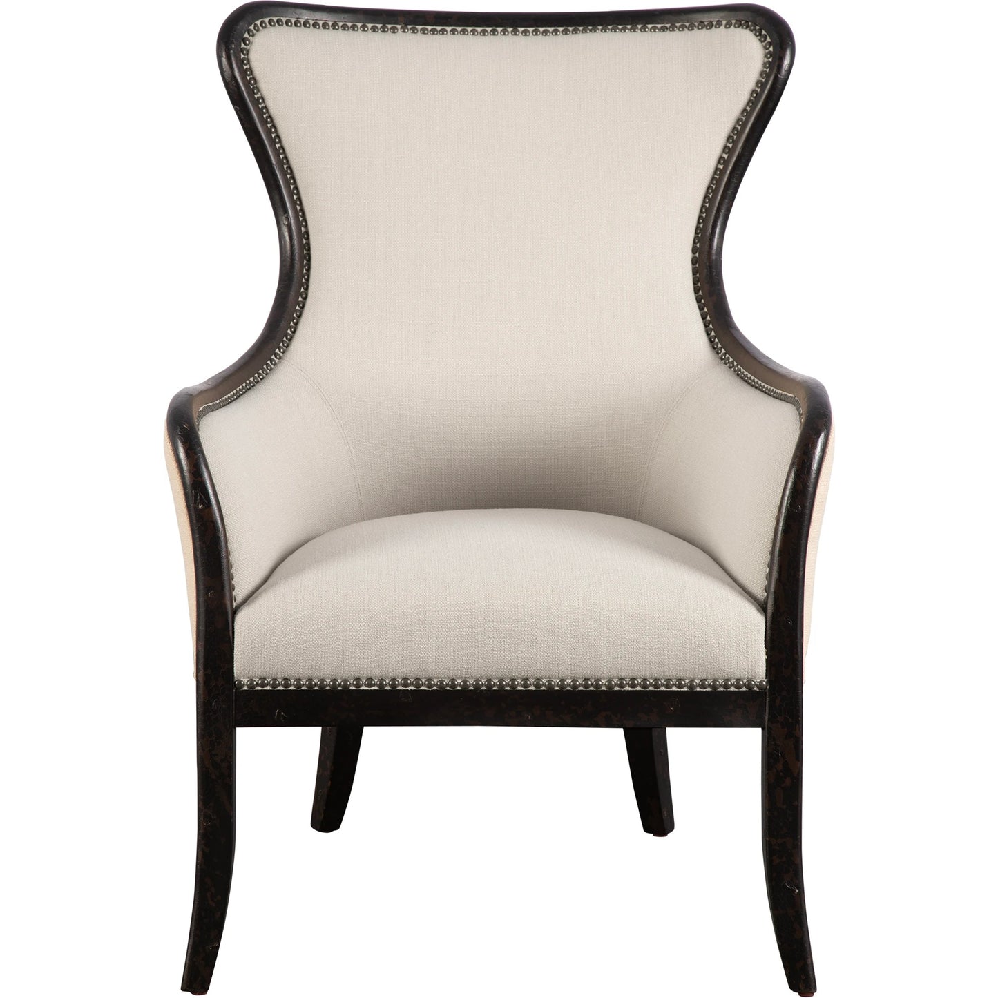 001 S-252810 | Primary Silo | Sandy Wing Back Armchair by Uttermost. Made from wood, foam, fabric in a cottage & farmhouse style.