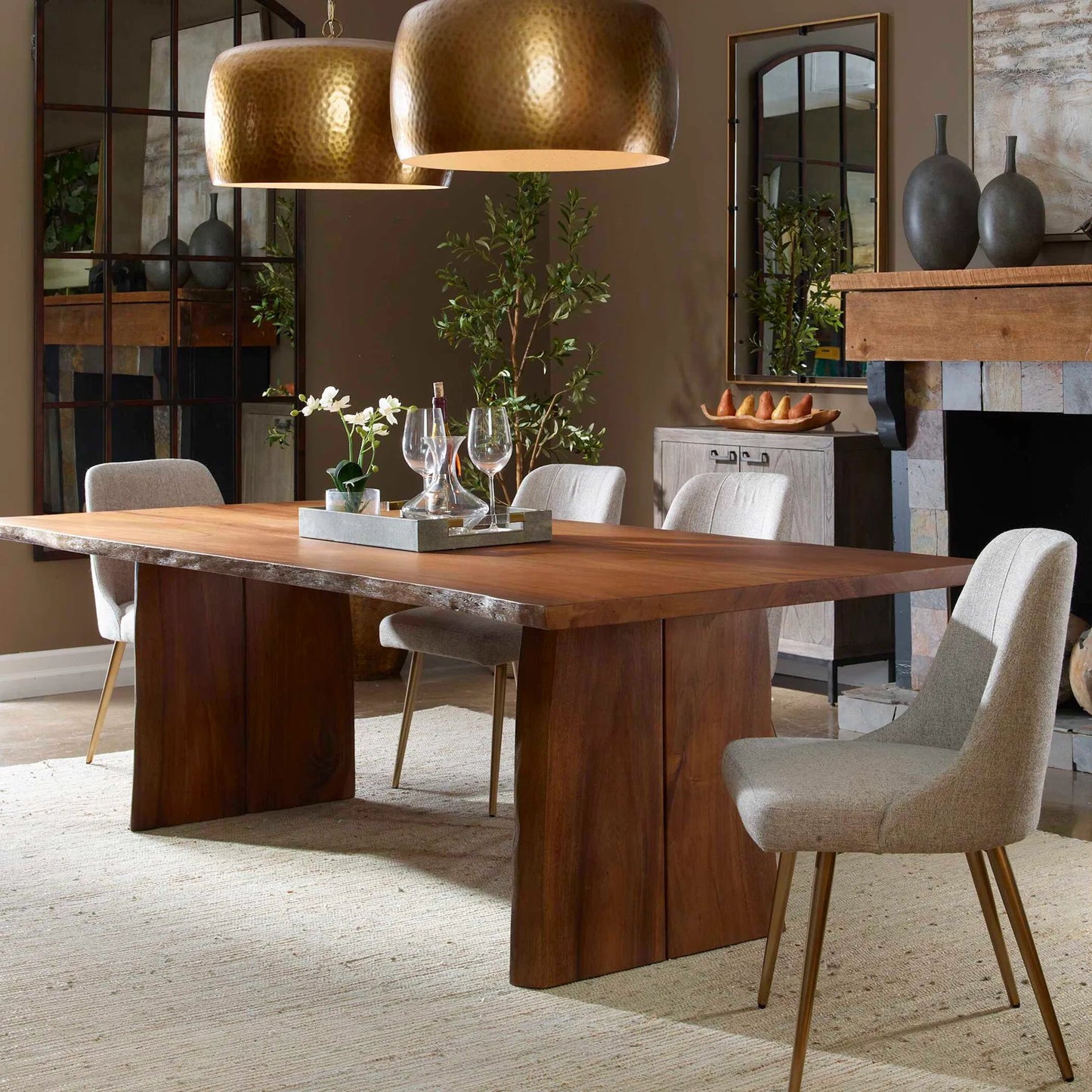 005 SI-2386770 | Lifestyle | Glenmore Dining Table by Uttermost in natural. Made from suar wood, metal kd in a transitional style.