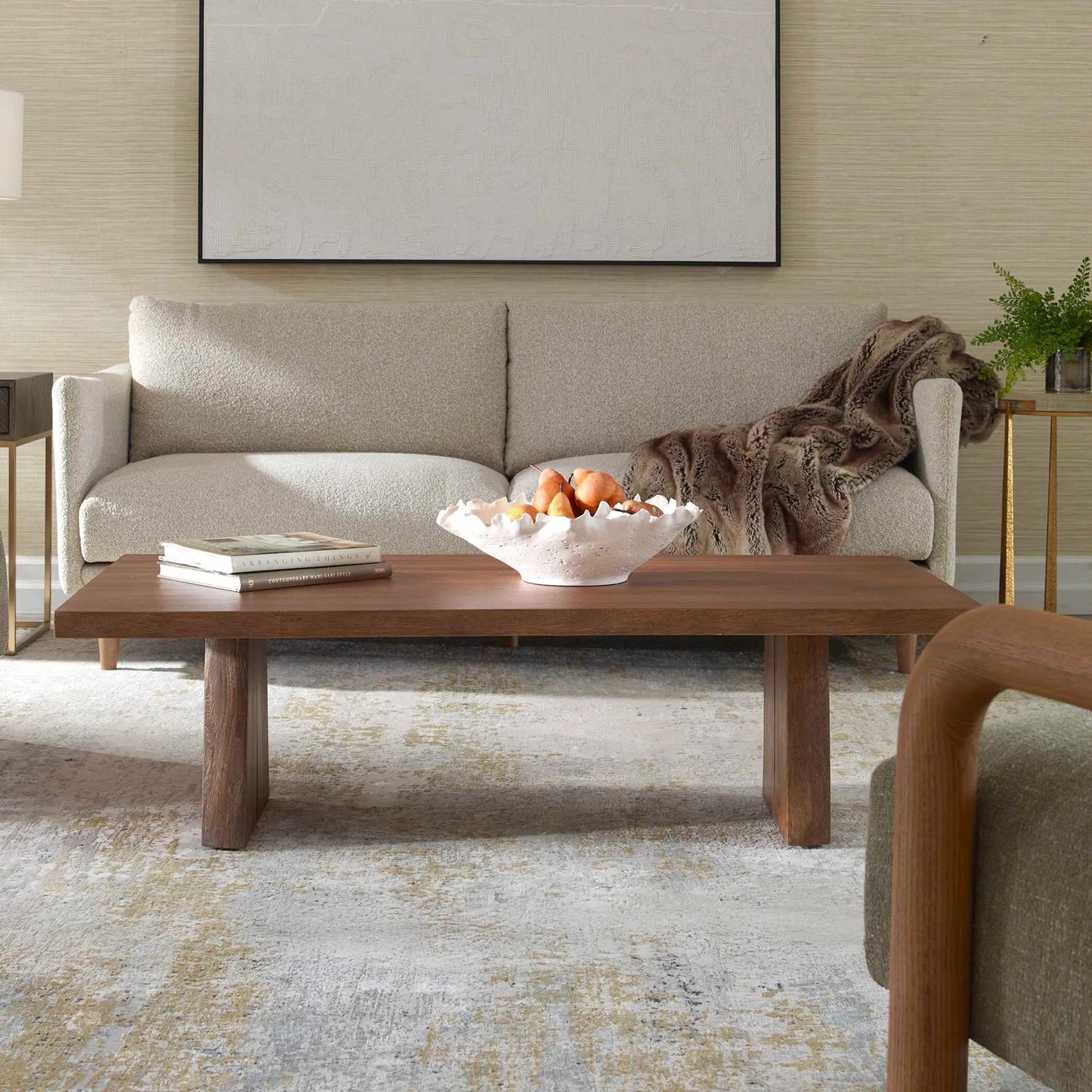 003 SI-2386771 | Closeup | Glenmore Coffee Table by Uttermost in natural. Made from suar wood with metal kd in a unique style.