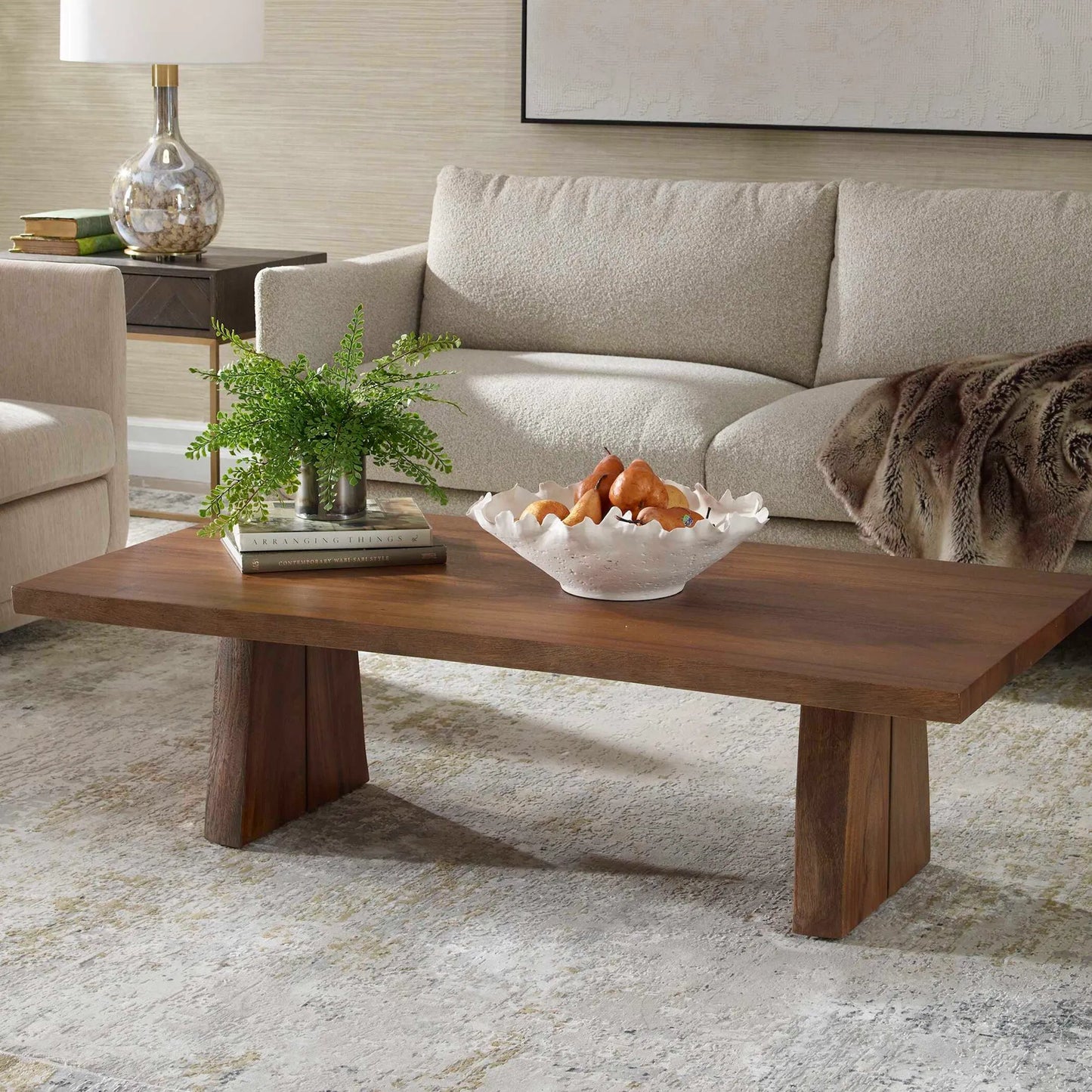 004 SI-2386771 | Lifestyle | Glenmore Coffee Table by Uttermost in natural. Made from suar wood with metal kd in a transitional style.