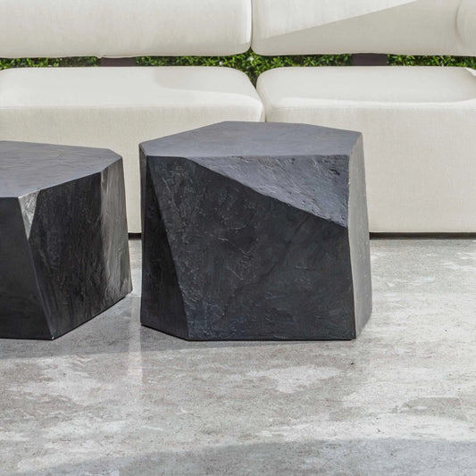 Parra Outdoor Side Table by Uttermost in slate. Made from glass fiber reinforced concrete in a modern style.