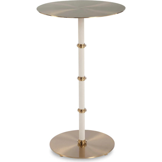 Cyprus Accent Table by Uttermost in brass. Made from steel, shagreen in a transitional style.
