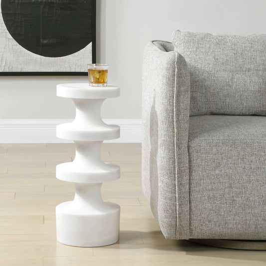 Balian Outdoor Drink Table by Uttermost in white stone. Made from polyresin in a modern style.