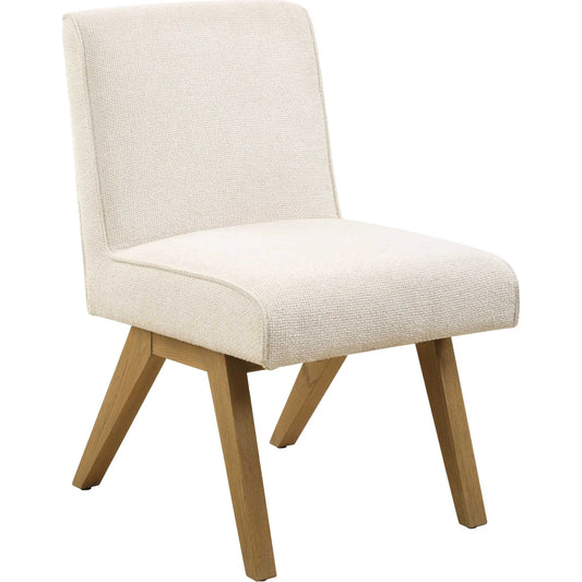 Blakely Armless Dining Chair by Uttermost in white. Made from oak solid, plywood, foam, fabric in a transitional style.