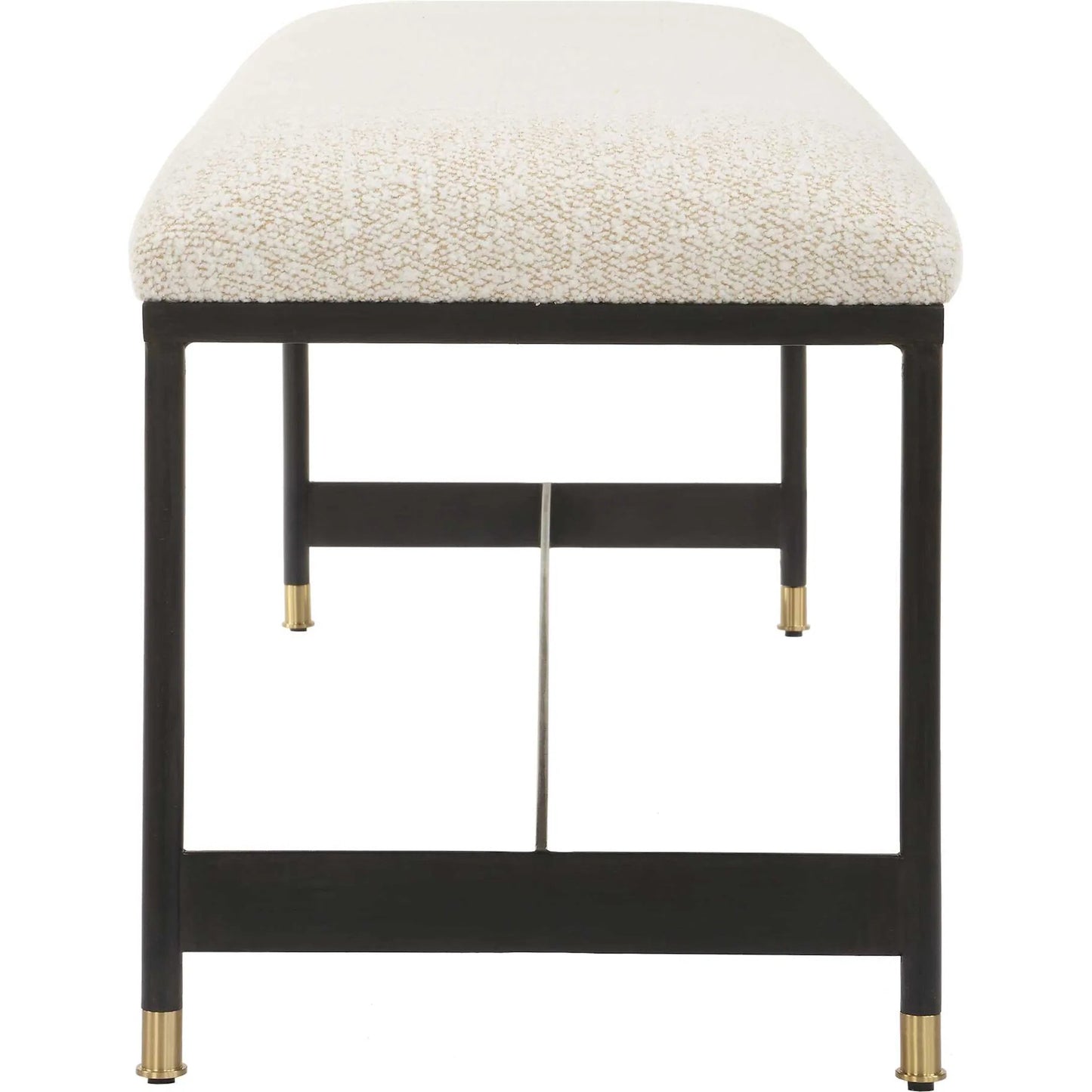 003 SI-2386661 | Additional Silo | Halston Upholstered Bench by Uttermost in matte black, brass. Made from iron, mdf, foam, fabric in a transitional style.