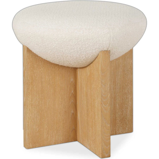 Lainie Minimalist Accent Stool by Uttermost in white, woodtone. Made from oak solid, plywood, foam, fabric in a transitional style.