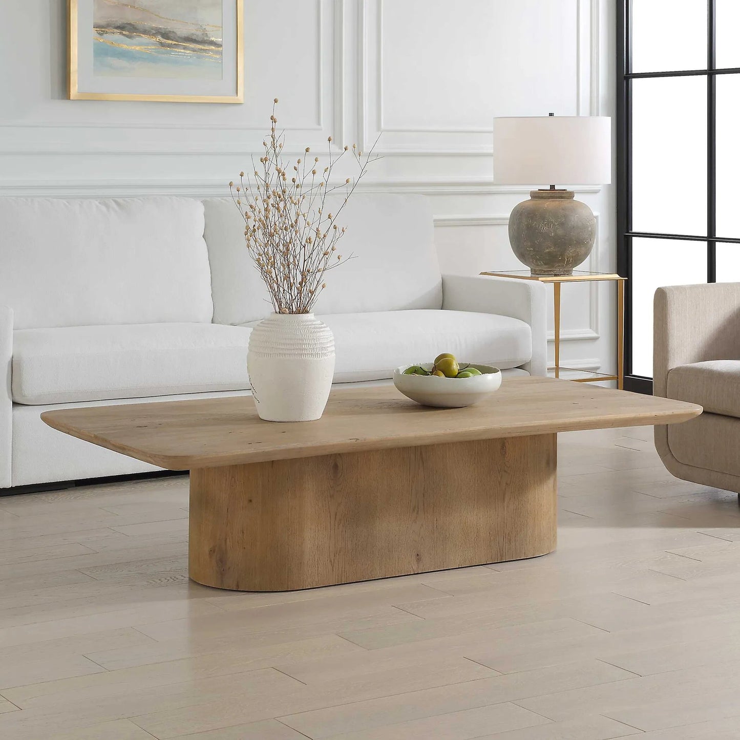 004 SI-2386785 | Unknown | Camerlin Coffee Table by Uttermost in oak. Made from reclaimed oak, plywood in a unique style.