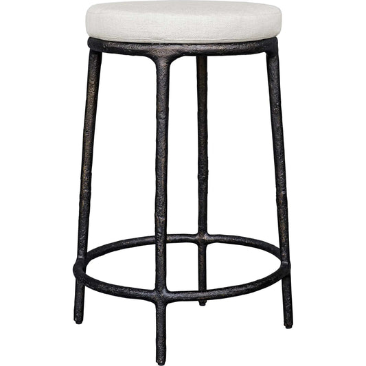 Thayer Outdoor Counter Stool by Uttermost in white, java. Made from aluminium casting in a modern style.