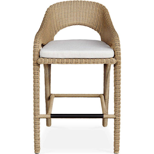 Kavali Outdoor Wicker Barstool by Uttermost in white. Made from aluminium, wicker in a rustic style.