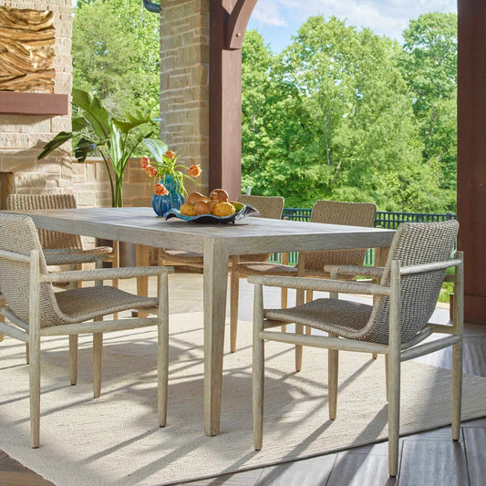 Sumba Wicker Outdoor Dining Chair by Uttermost in wheat. Made from mahogani wood, wicker in a transitional style.