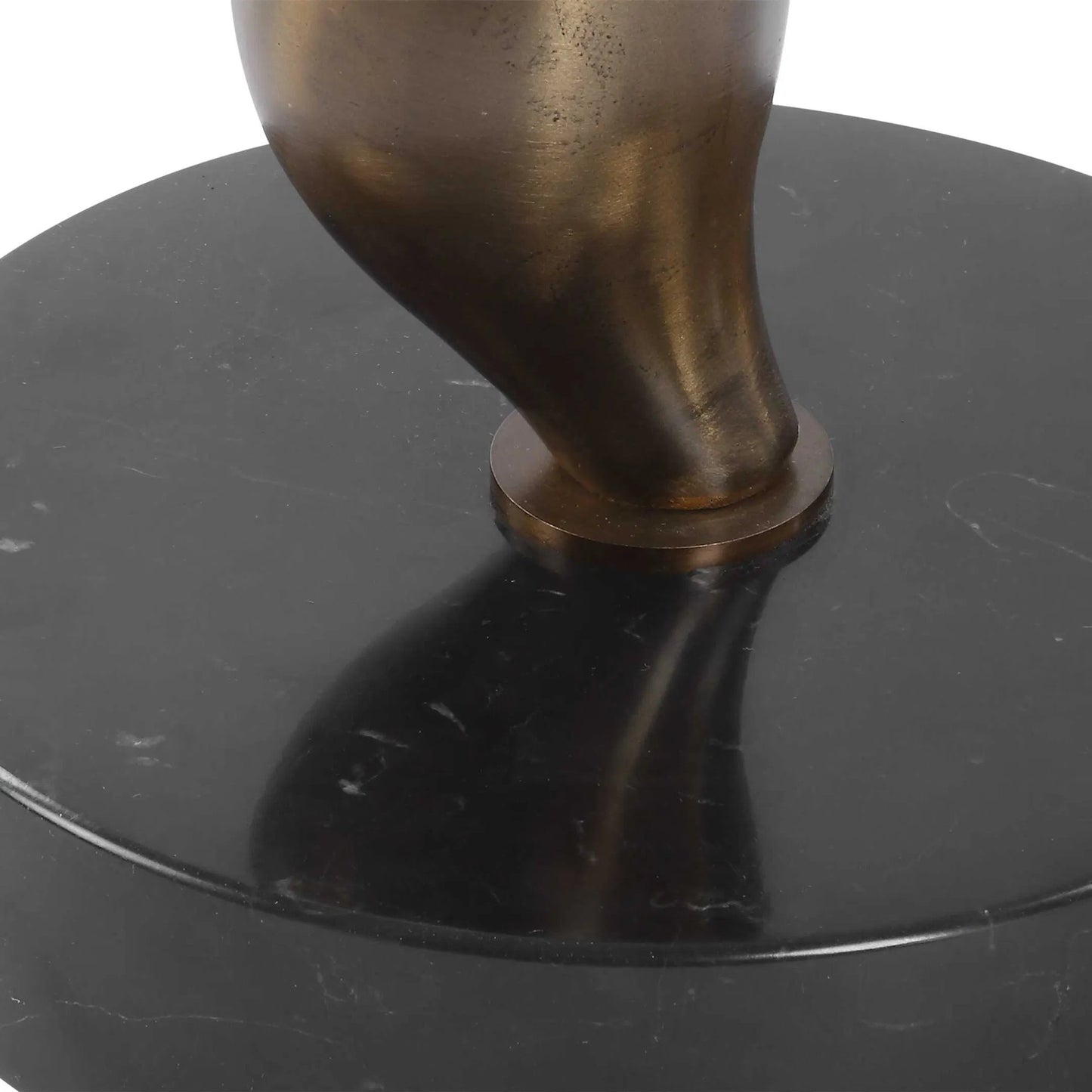 002 SI-2386778 | Closeup | Remolino Drink Table by Uttermost in bronze. Made from crystal, marble, iron in a unique style.
