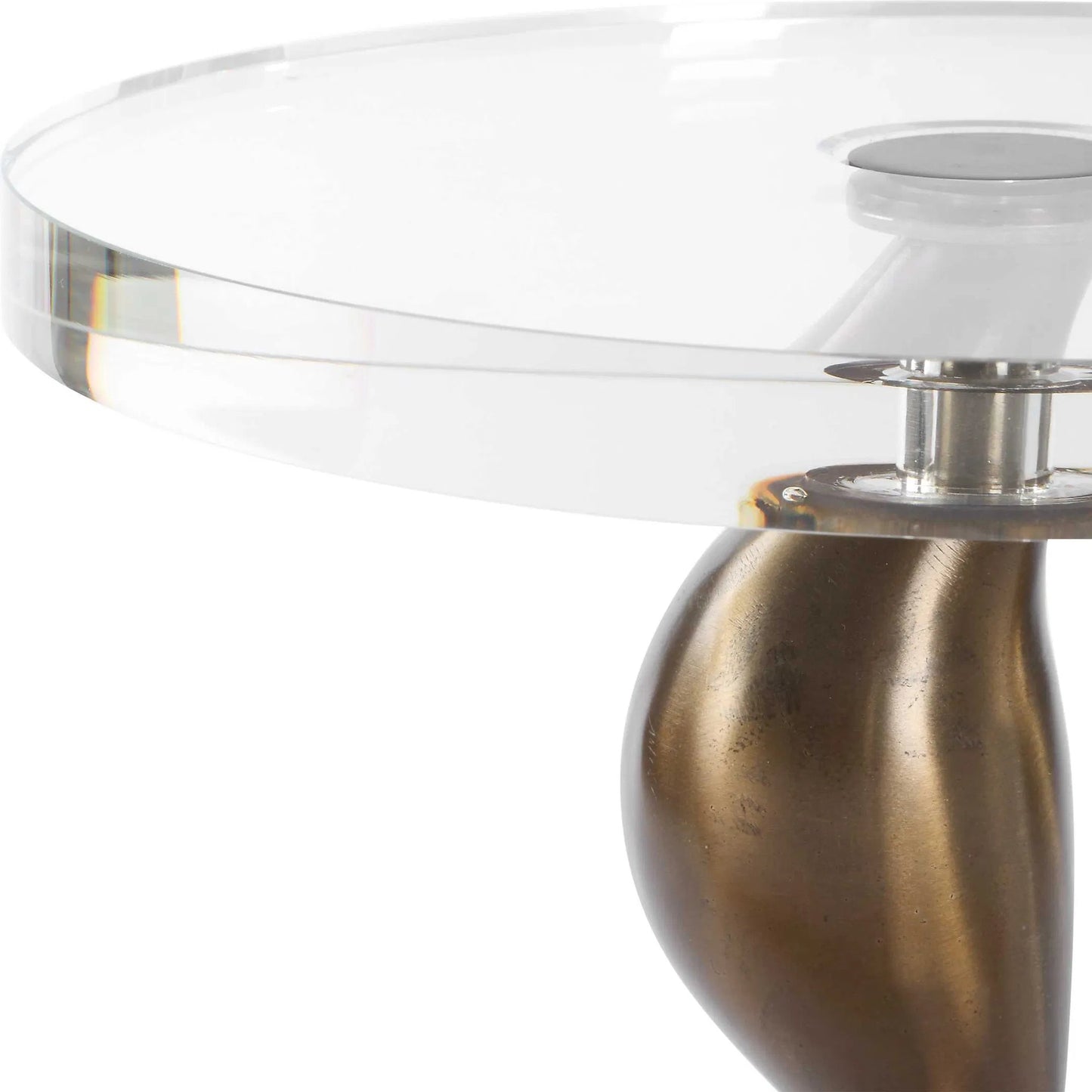 004 SI-2386778 | Closeup | Remolino Drink Table by Uttermost in bronze. Made from crystal, marble, iron in a unique style.