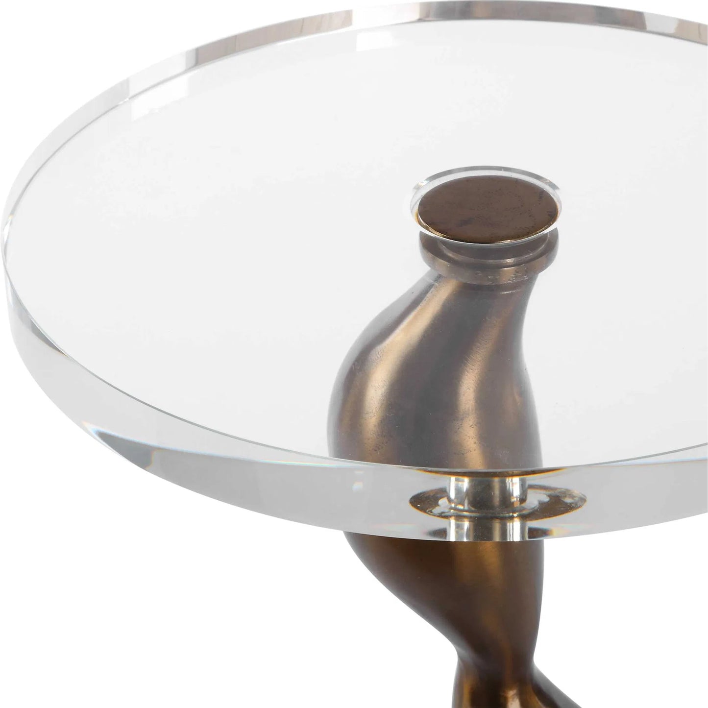 005 SI-2386778 | Closeup | Remolino Drink Table by Uttermost in bronze. Made from crystal, marble, iron in a unique style.