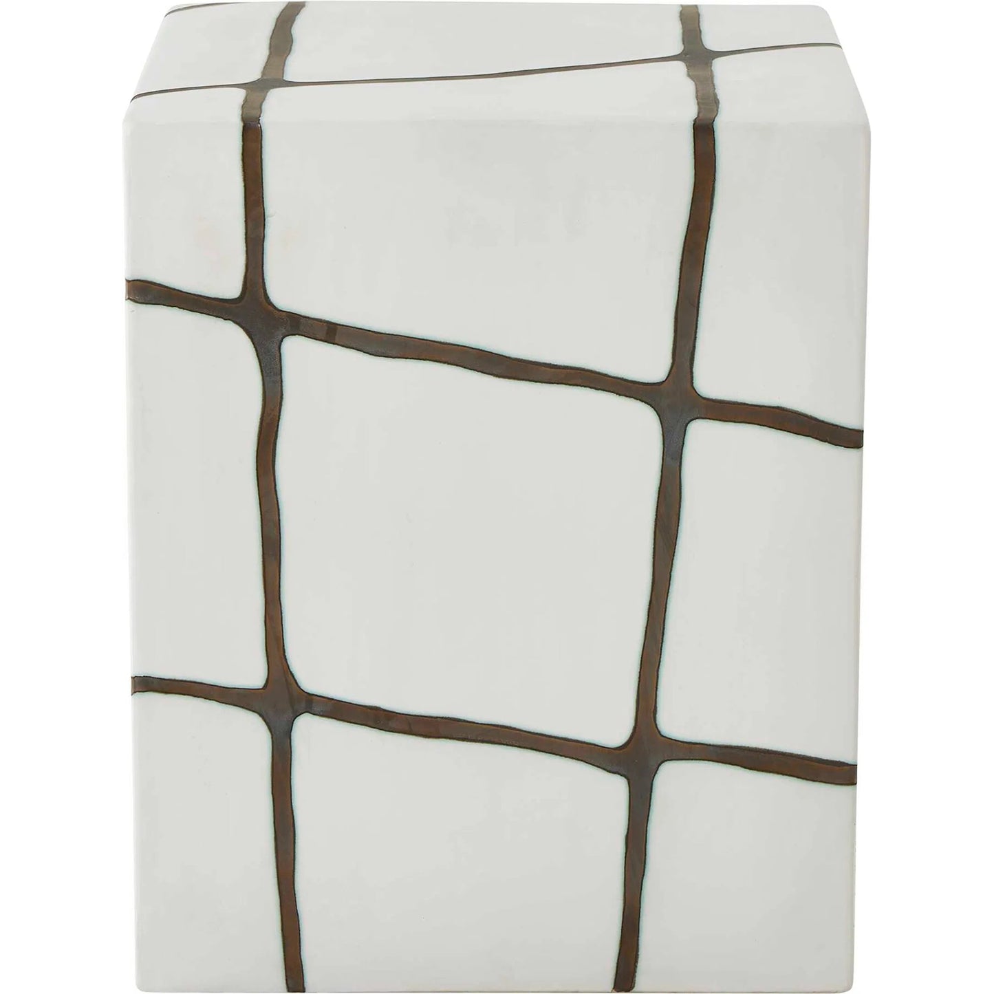 002 SI-2386816 | Closeup | Rocklyn Garden Stool by Uttermost in bronze, white. Made from earthenware in a unique style.
