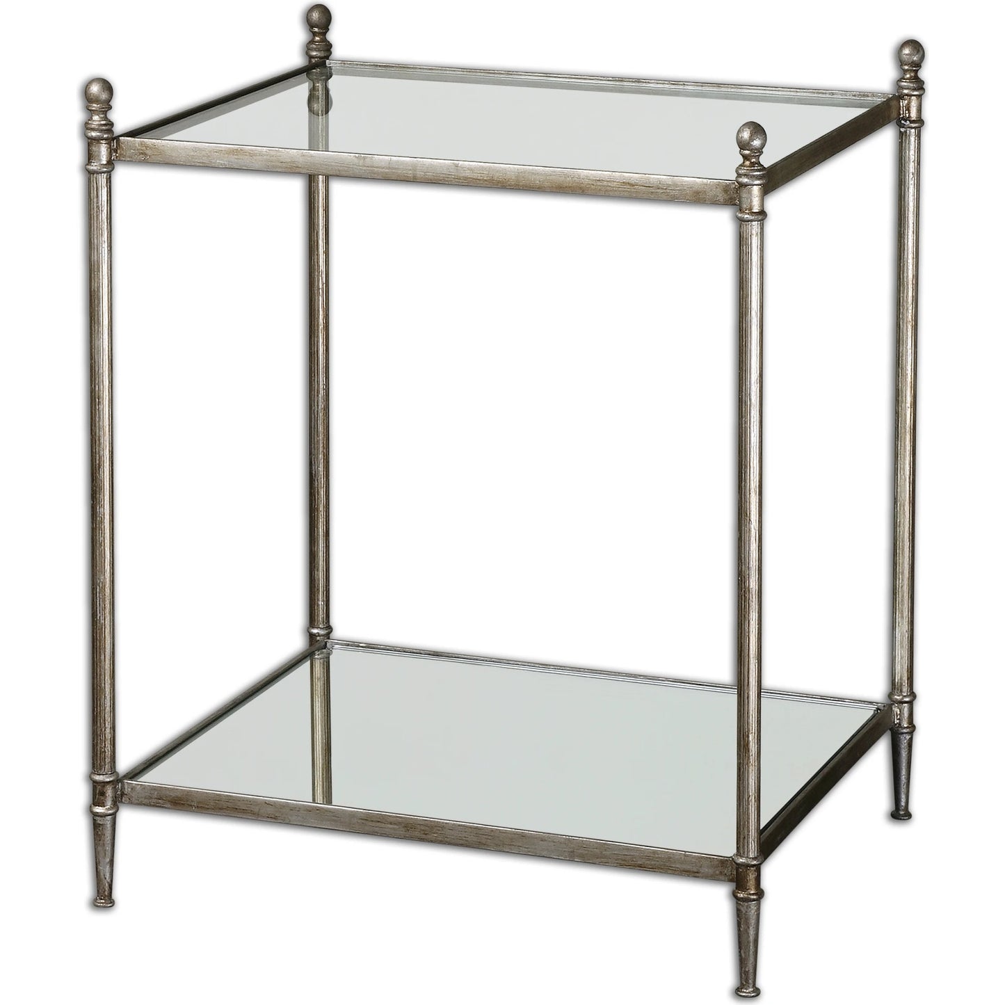 001 S-252979 | Primary Silo | Gannon Mirrored Glass End Table by Uttermost. Made from metal, tempered glass, mirror in a modern style.
