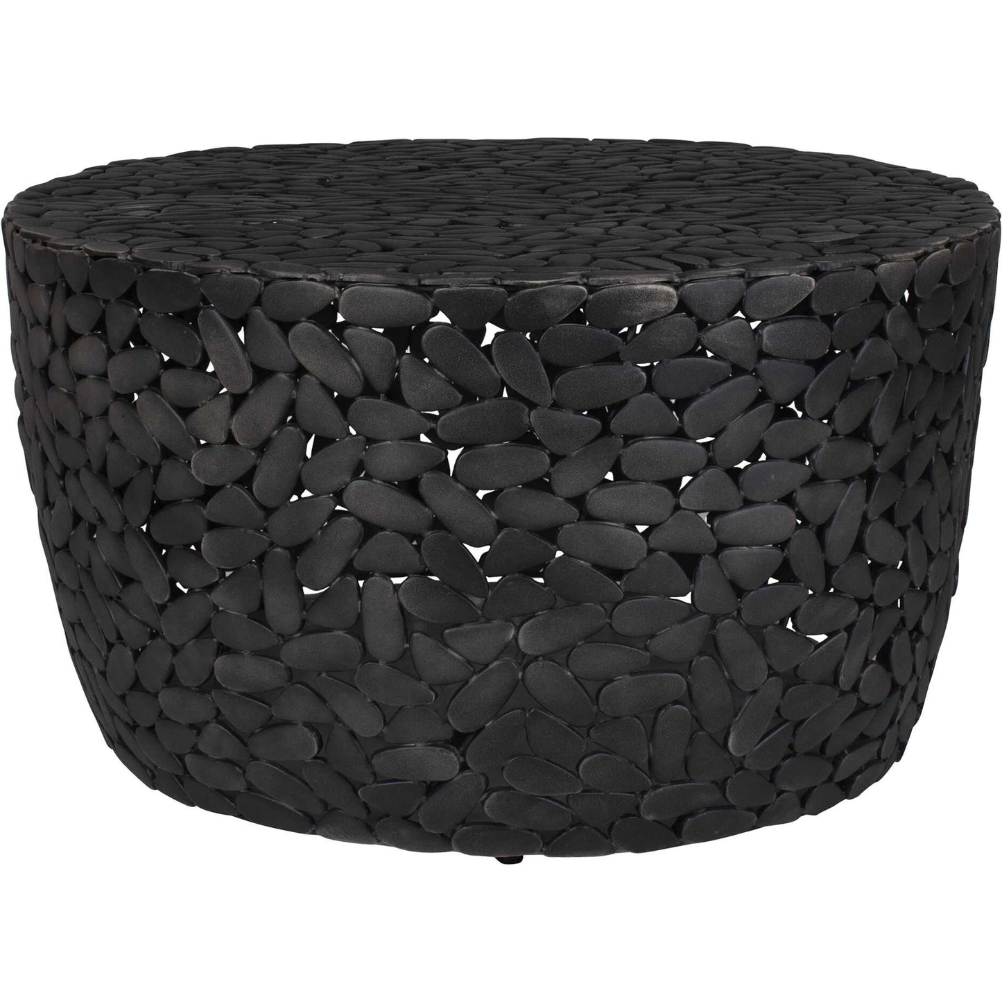 002 SI-2386828 | Closeup | Rivington Outdoor Pebble Coffee Table by Uttermost in black. Made from aluminium in a unique style.