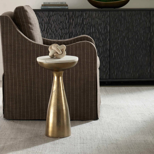 Torin Drink Table by Uttermost in brass. Made from aluminium, marble in a modern style.