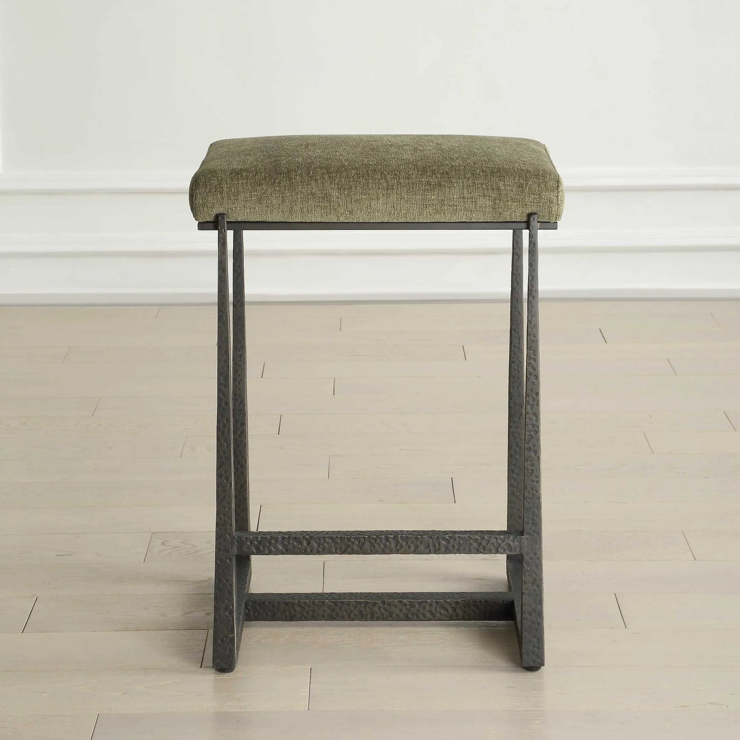 008 SI-2453139 | Lifestyle | Midas Counter Stool by Uttermost. Made from iron, mdf, foam, fabric in a transitional style.