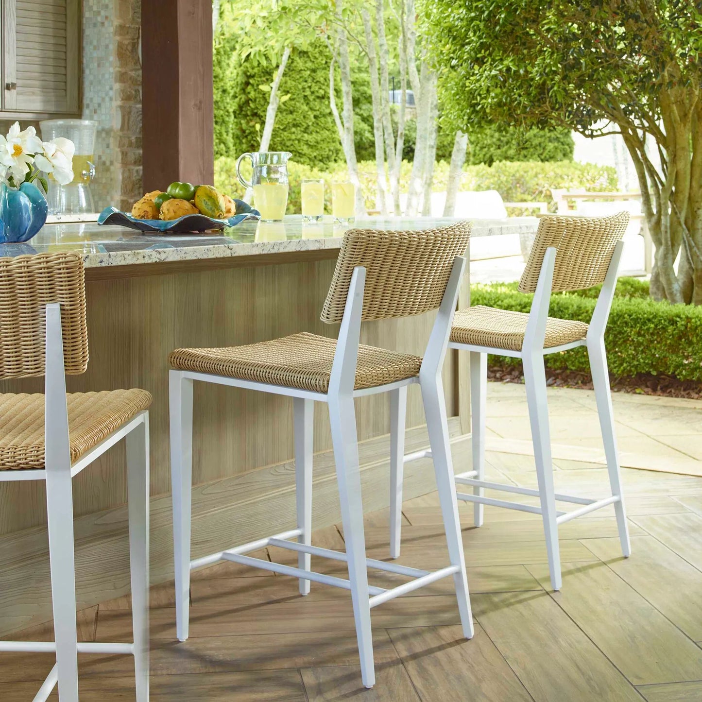 007 SI-2386843 | Lifestyle | Calbas Outdoor Bar Stool by Uttermost. Made from unique in a rustic style.