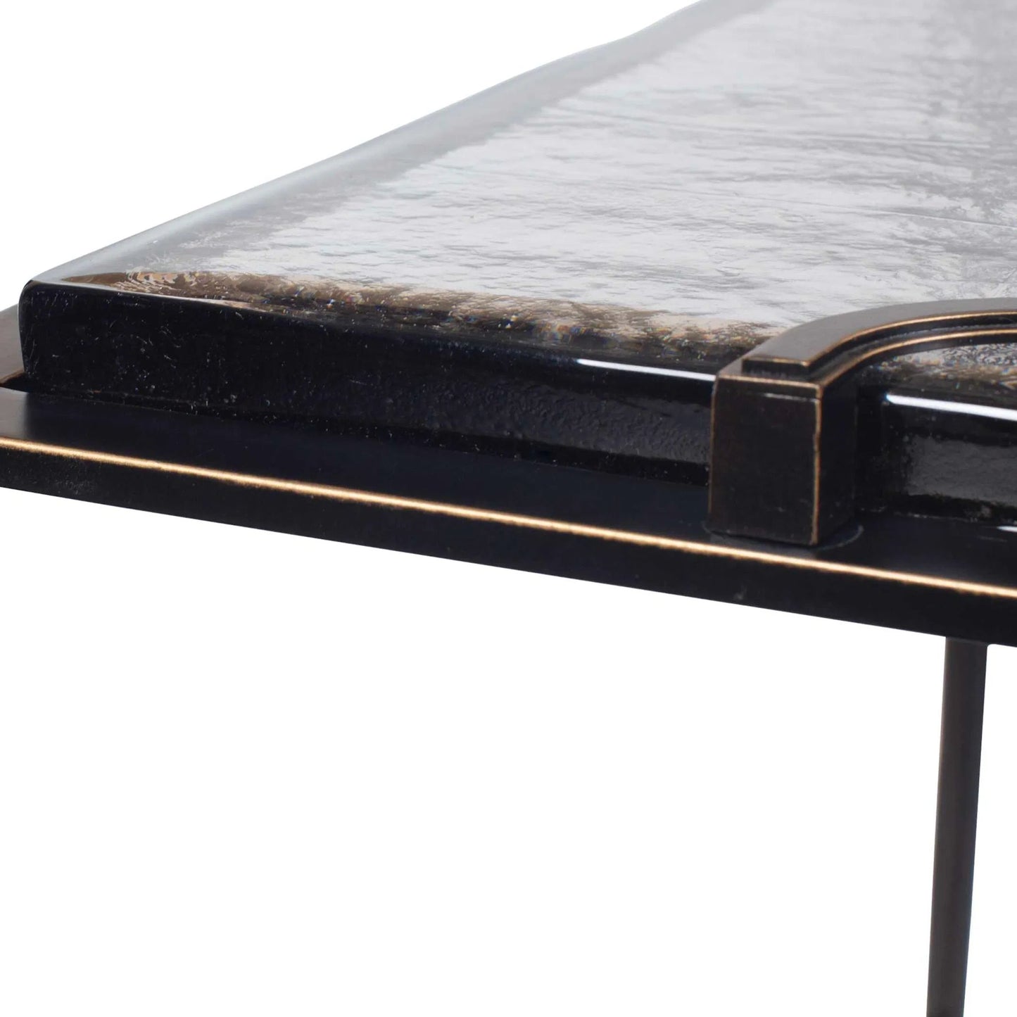 005 SI-2630687 | Unknown | Eisen Textured Glass Accent Table by Uttermost in dark. Made from iron, glass in a unique style.